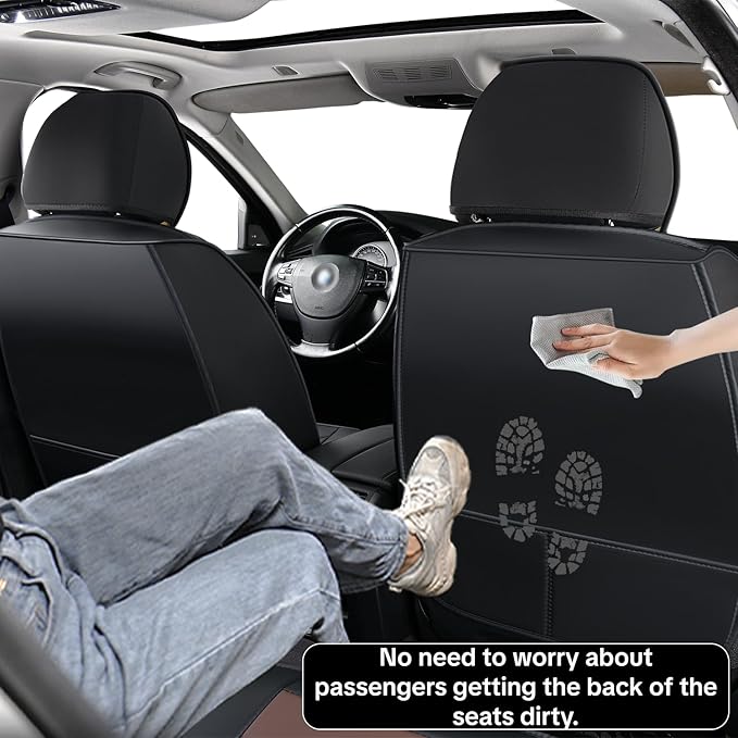 Car Seat Cover Full Set Kit, Universal Car Seat Cover for Cars, Waterproof Leather, Protect & Upgrade Car Interior, Airbag Compatible, Easy to Install & Clean, for SUV, Pickup Truck, Sedan