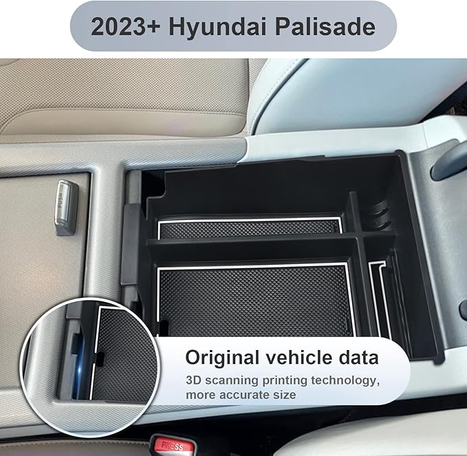 SKTU for 2023 2024 2025 Hyundai Palisade Center Console Organizer 2023 2024 2025 Palisade Center Console Tray 2023 2024 2025 Palisade Accessories Armrest Box with Coin and Sunglasses Holder (White)