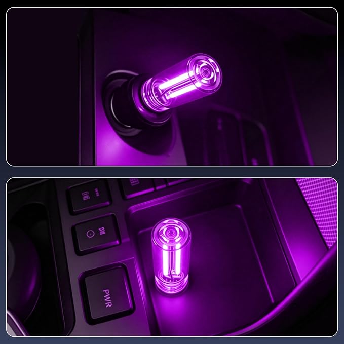 iFunyLED Car Interior USB LED Night Light, Portable Touch dimmable Car Ambient Lighting Kit, Retro Mini Transparent Glass Bottle Lamp Decorations for Vehicle Camping Bedroom Hallway, Pack of 2(Purple)