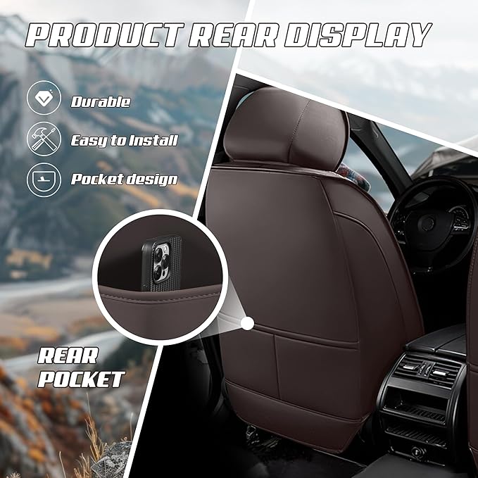 Car Seat Covers Fit for Infiniti g37 2000-2026, Stylish Sport Seat Covers, Waterproof Wear-Resistant Premium Nappa Leather Car Seat Cover.(2 Pcs Front/Coffee Color)