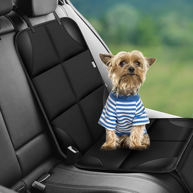Meolsaek Car Seat Protector for Child Car Seat, Durable 600D Fabric Waterproof Car Seat Cover with Thick Pad Non-Slip Backing，No Imprints (Black 1pc)