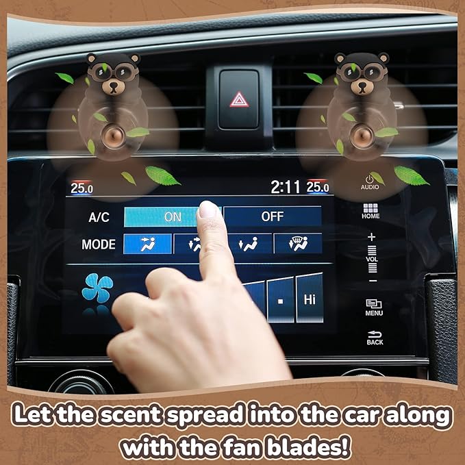 Cartoon Bear Car Air Fresheners 2 Pack Pilot Black Automotive Air Outlet Fan Cool Cute Air Freshener for Car Creative Car Perfume Decoration for Vehicle Vent Scent Clip Diffuser Ornament Accessories