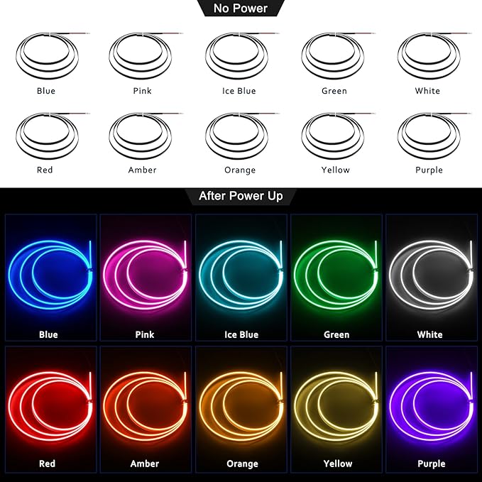 Acrylic Interior Car LED Strip Light with 6mm Sewing Edge - 43.3 inches Ambient Lighting Kits, Neon LED Strip Light(110CM/43.3IN, Green)