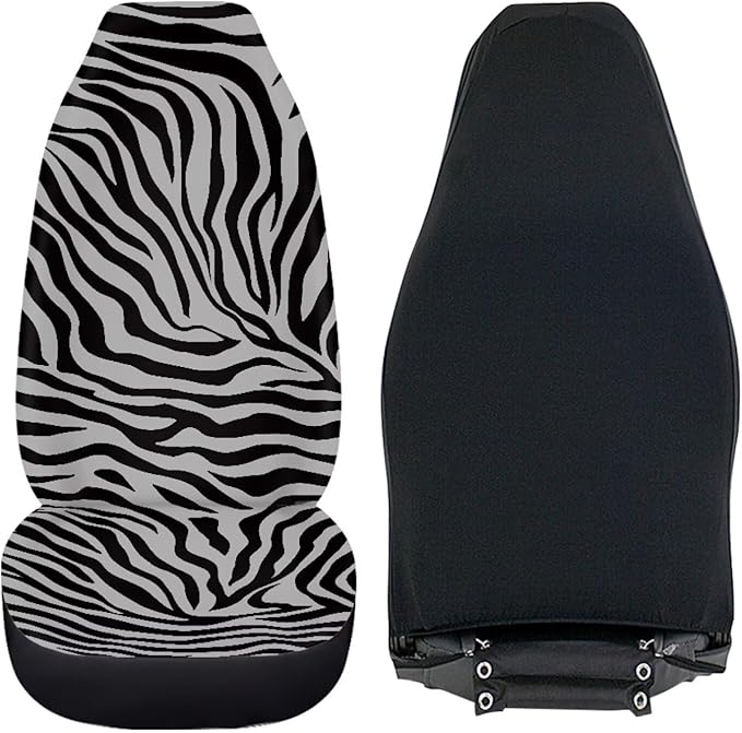 Zebra Print Car Seat Cover Universal Seat Covers for Front Seats for Auto Truck Van SUV 2 Pcs