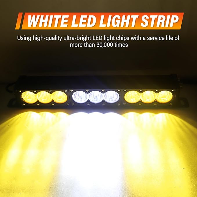 Willpower 17 inch LED Light Bar Single Row White Amber Dual Color 90W Off Road Light Bar Spot Flood Combo LED Work Light Truck UTV 4x4 Cars SUVs ATVs Boats Fog Driving Light with Wiring Harness kit