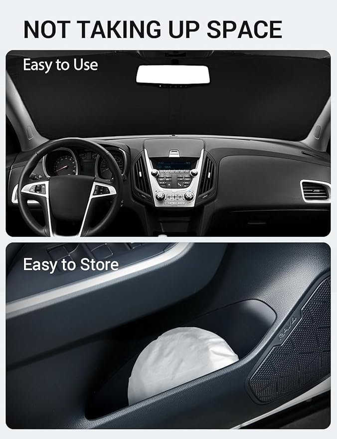 Proadsy 2026 Upgrade Windshield Sun Shade Custom Fit 2010-2017 Equinox Foldable Front Sunshade Protector Sun Visor Blocks UV Rays Keep Car Cooler