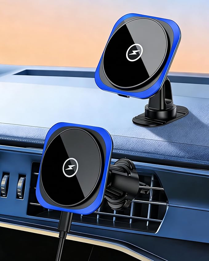 15W MagSafe Car Mount Charger,Magnetic Wireless Car Charger,Air Vent Dashboard Phone Holder Mount for iPhone 17e 16 15 14 13 12 Pro/Pro Max/17 Air,Samsung S26/S25 Ultra,Fast Charging,Car Accessories