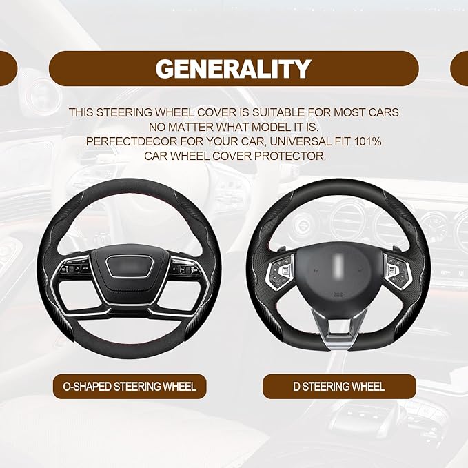 Car Interior Accessories Butterfly Steering Wheel Cover Car Carbon Fiber Anti-Skid Steering Wheel Cover (Black)