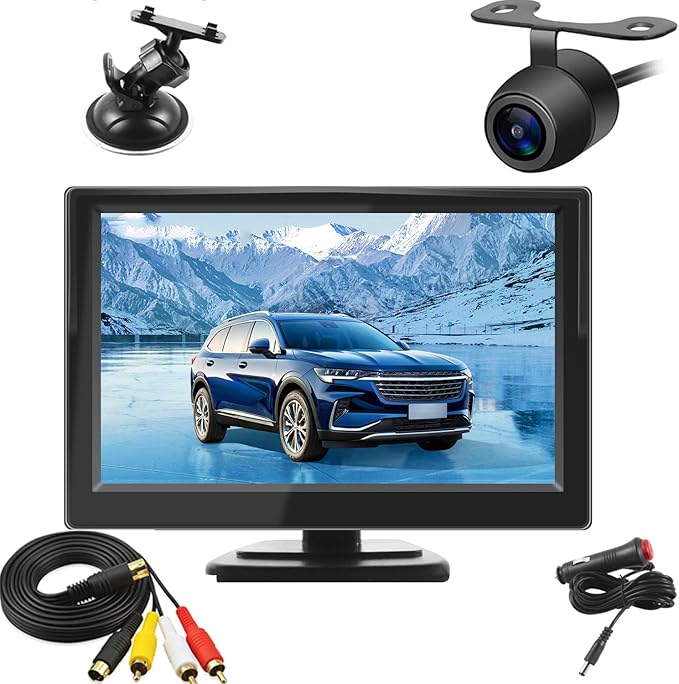 Backup Camera with 5-Inch Monitor Easy Install: Plug-Play DIY Guide Lines Clear Night Vision HD 1080P Rear View Camera with Monitor Kit IP69 Waterproof Night Vision with On/Off Switch for Cars/SUVs