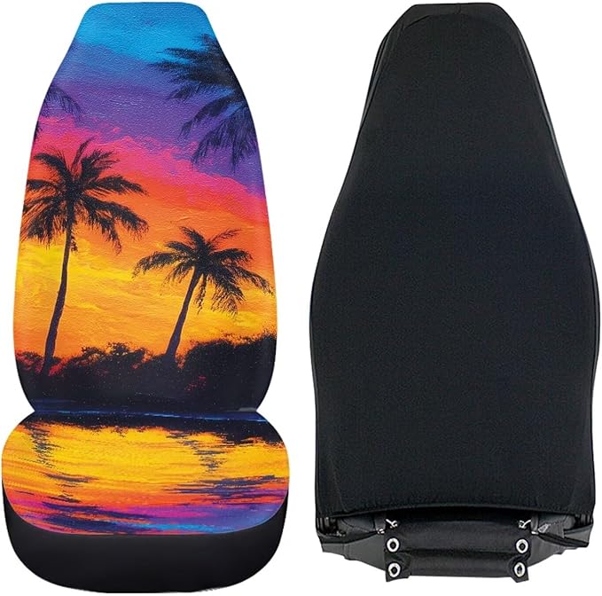 Hawaiian Tropical Palm Tree Print Car Seat Cover for Men Women Soft Breathable Automotive Interior Protector Universal Fit for Car SUV Sedan Truck