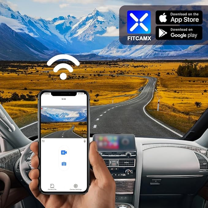 Fitcamx Front 4K+Rear 1080P Dash Cam Adapts for Nissan Armada 2017-2023 & Infiniti QX56 (Has Auto Dimming), OEM Look, Dual HD Video, WiFi & APP, Loop Recording, G-Sensor, Easy to Use, 128GB Card