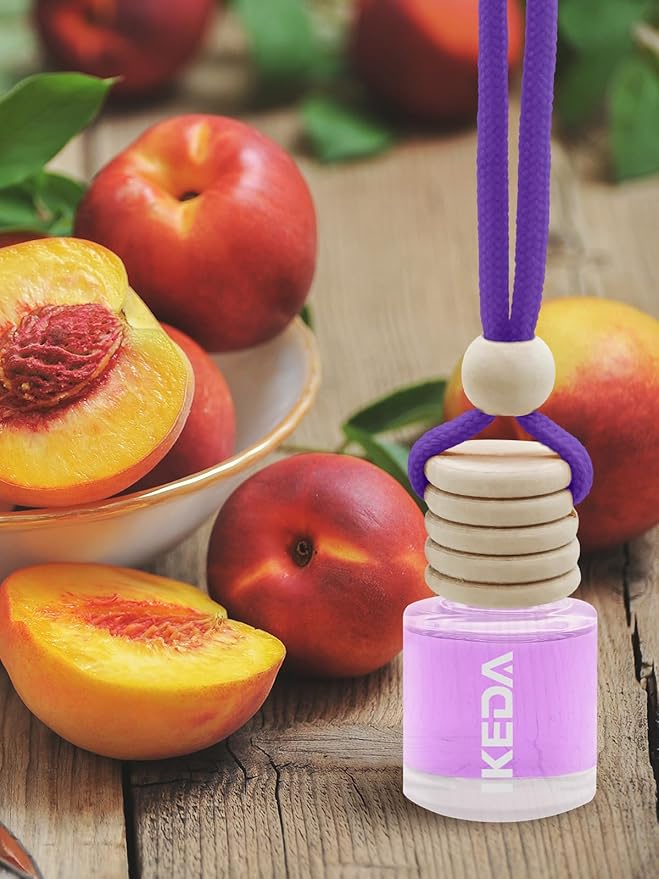 Ikeda Car Air Freshener: Hanging Car Smell Air Freshener | 10ml Hanging Car Perfume | Long Lasting Fragrance | Strong Scents Diffuser for Auto Home (Peach|Circular)