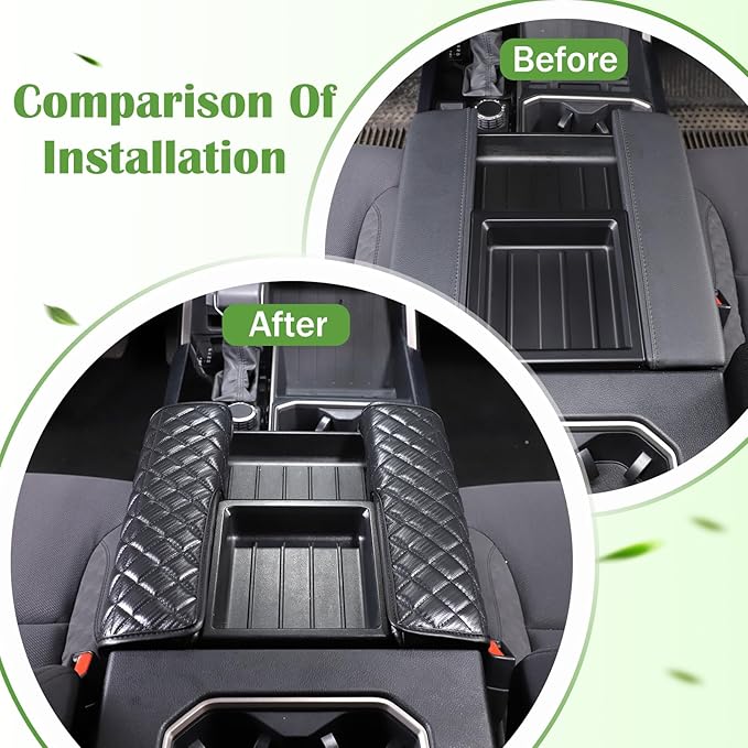 Center Console Armrest Cover Protector Pad Compatible with Toyota Tundra Sequoia 2022-2025 Leather Car Console Armrest Seat Cushion Waterproof Armrest Cushion Lid Interior Accessories (Style D)