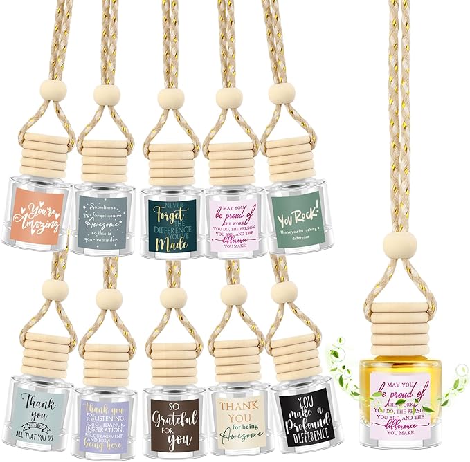 Funnymoom 10 Pcs Employee Appreciation Gifts Bulk Empty Glass Car Air Freshener Hanging Diffuser Thank You Gifts for Employee Nurse Staff Dietician Social Worker Volunteer