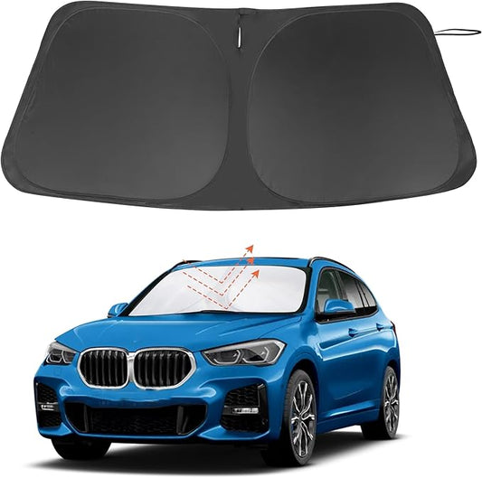 Windshield Sun Shade Custom Fit for 2016-2022 BMW X1 F48 Accessories Foldable Sunshade Sun Blocker Protect Car from Sun Rays & Heat Damage Keep Car Cooler