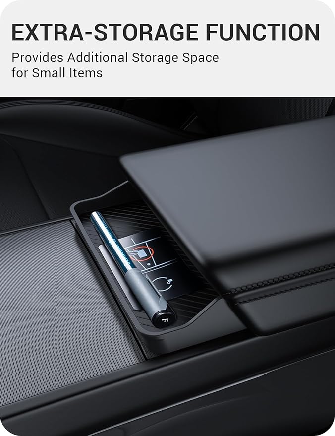 BASENOR 2026 Tesla Model Y Model 3 Center Console Sunglasses Holder, Armrest Key Holder Storage Box for 2025 2026 Model Y Juniper 2024 2025 2026 Tesla 3 Highland