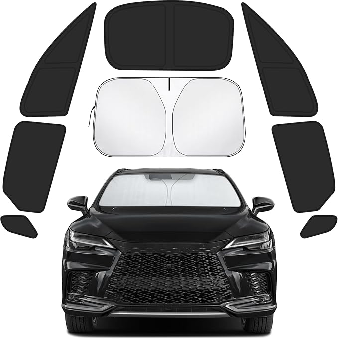 Car Window Shades for Lexus RX 2023-2025 Accessories - Full Set 8PCS Side Window Sunshades with Memory Frame & Blackout Fabric, Privacy UV Shield for Camping/Travel