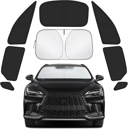 Car Window Shades for Lexus RX 2023-2025 Accessories - Full Set 8PCS Side Window Sunshades with Memory Frame & Blackout Fabric, Privacy UV Shield for Camping/Travel