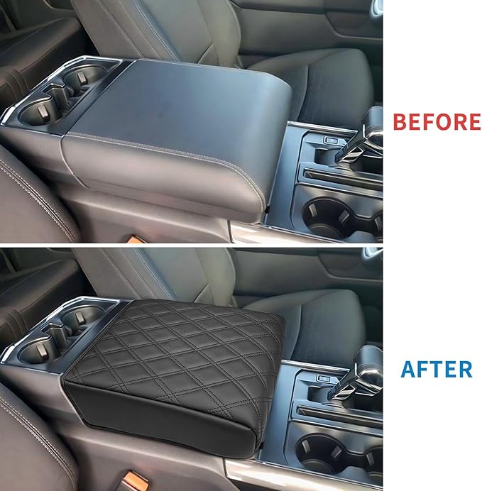 Xaido Center Console Cover for Ford F150 2021 2022 2023 2024 2025 2026 Accessories, Leather Armrest Protector Pad, Bucket Seat Only