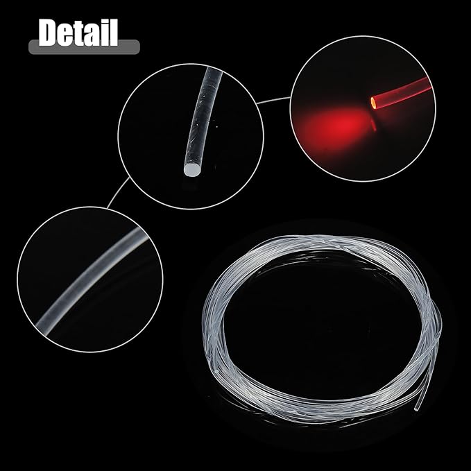 ACROPIX 2mm 0.08" 5m 16.40ft Universal Glow Optic Fiber Cable Car Light Decoration Clear - Pack of 1