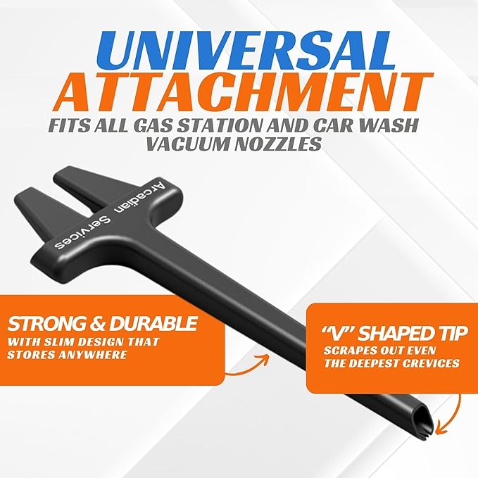 Vacuum Detail Attachment Tool | All-in-One Deepcleaning Crevice Cleaner/ Ice Scraper | The Best Car Accessories & Essentials | Wet & Dry Car Detailing Kit | Truck, Auto, & RV Cleaning Supplies (Black)