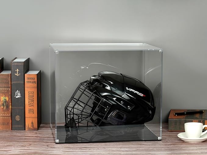 All Clear Acrylic Helmet Display Case, Assembly Box for Helmet Display, High-end Memory Box for Memorabilia (15x12x13”)