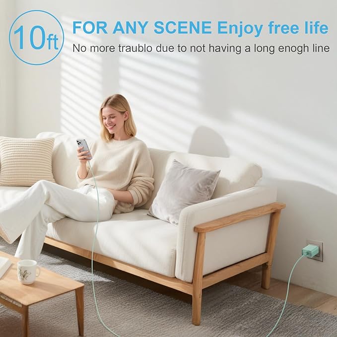 iPhone 17 16 15 Charger Fast Charging 2+2Pack 20W USB C Wall Charger with 10FT Fast Charging Cable Compatible with iPhone 17/17 Air/17 Pro/17 Pro Max/iPhone 16/15 Series, iPad Pro/AirPods-Green