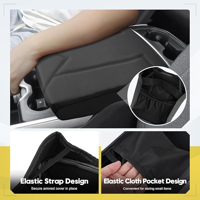 FIILINES Center Console Cover for Dodge RAM 1500 2500 3500 2009-2018 (Bucket Console Only), Armrest Cover Pad Cushion Seat Box Lid Protector RAM Accessories Armrest Cover Anti-Scratch Black