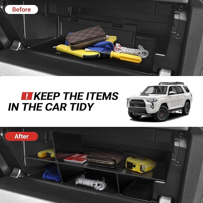 Hellet 2PCS Center Console Hidden Box Organizer Compatible with Toyota 2010-2020 2021 2022 2023 2024 4Runner Interior Accessories Glove Box Organizer