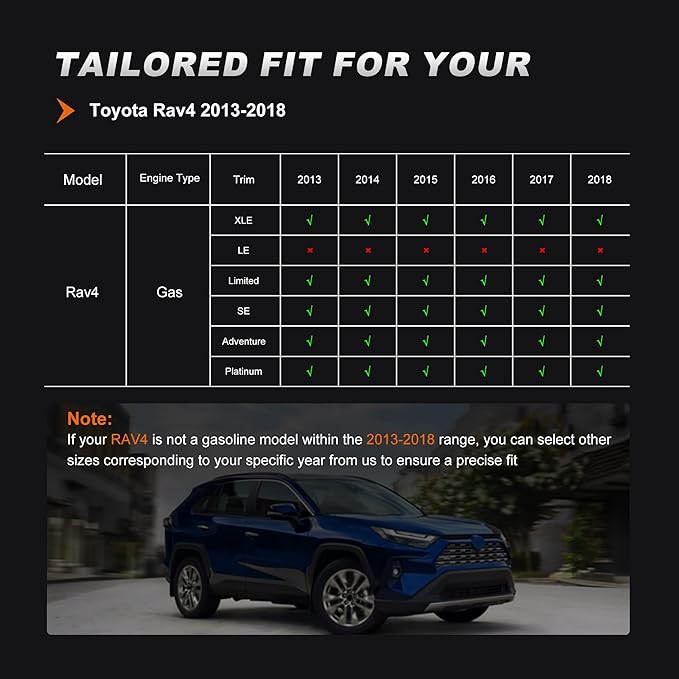 AOMSAZTO Car Seat Covers for Toyota RAV4 Limited XLE SE Platinum Adventure 2013 2014 2015 2016 2017 2018 (NOT for Hybrid) Custom Fit Faux Leather Full Set Black（2013-2018 Black）