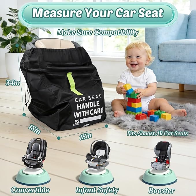 Guiseapue Car Seat Travel Bag for Airplane: Car Seat Bags for Air Travel Fit All Car Seats, Infant Carriers & Booster Seats, Carseat Cover Fit Doona Graco Evenflo, First Mothers Day Gifts for New Mom