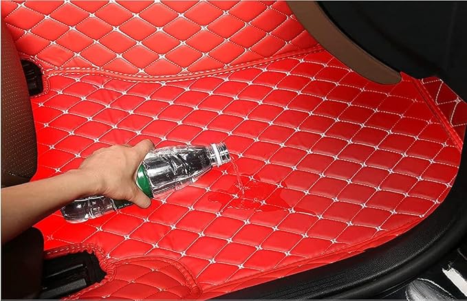 Custome Car Mats Accessories All Weather Floor mats Compatible with Automotive Floor Mats Passenger car mats (red Beige)