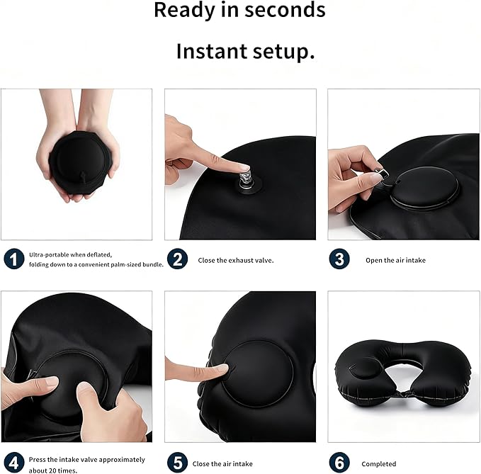 Portable Ultimate Comfort Set for Plane Sleep Kit at Plane Inflatable Travel Pillows Foot Rest Hammock Eye Mask Ear Plugs for Airplane Essentials for Seat Airplane Gadgets for Sleep Comfort (3B)