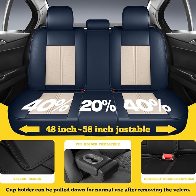 LINGVIDO Car Seat Covers Full Set (5 Seats) - Premium Perforated Nappa Leather, Waterproof Shield, Omni-Adapt Fit SUVs Sedans, Ultimate Family & Pet Protection