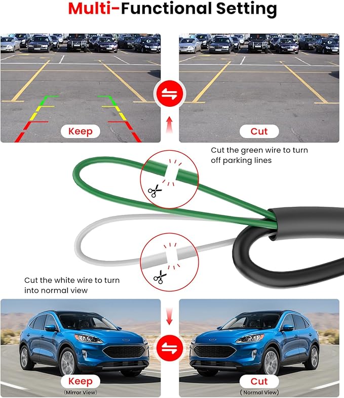 AUTO-VOX Backup Camera for Car Easy Setup Plug-Play: 4.8" 1080P No-Delay Clear Night Vision Rear View Camera, IP69K Waterproof 3X Zoom Back Up Camera Systems for Truck SUV Pickup Van
