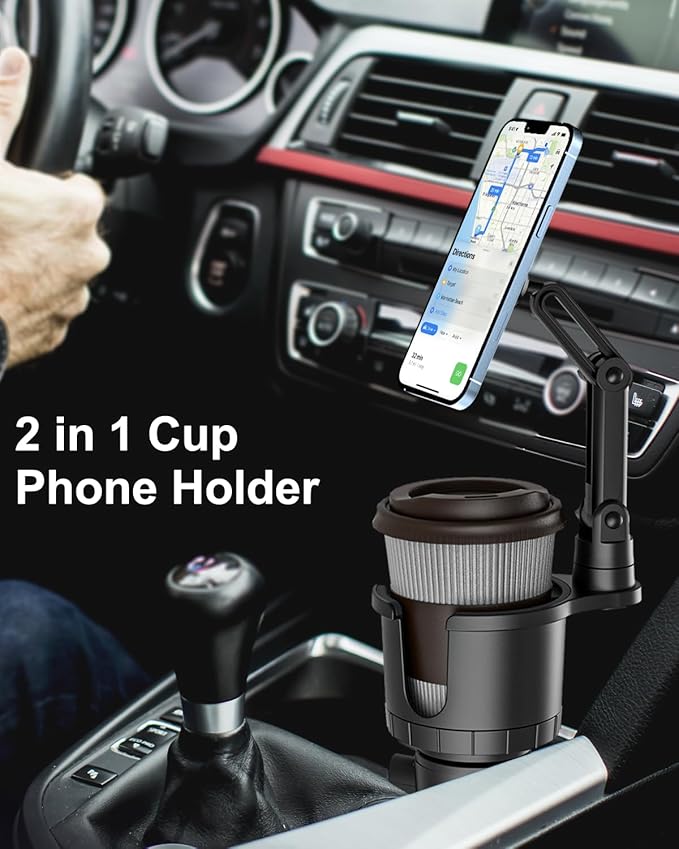 for Magsafe Car Mount Cup Holder - [Bottle Friendly] 2-Pack Magnetic Phone Holder for Car Cup Vent with Height Adjustable Arm, for iPhone Air 17 Pro Max 16 15 14 13 12 11, S25, 4.7 to 7" Smartphones