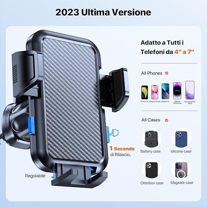 Miracase Phone Holders for Your Car with Metal Hook Clip, Air Vent Cell Phone Stand Car Mount,Automobile Cradle Fit for All Smartphones (Carbon Fiber)