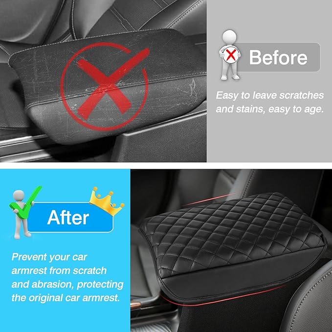 FIILINES Center Console Cover for Honda CR-V 2017-2022, Armrest Cover Pad Cushion Protector CRV Accessories Armrest Cover Middle Console Box Lid Cover Protector Anti-Scratch Black