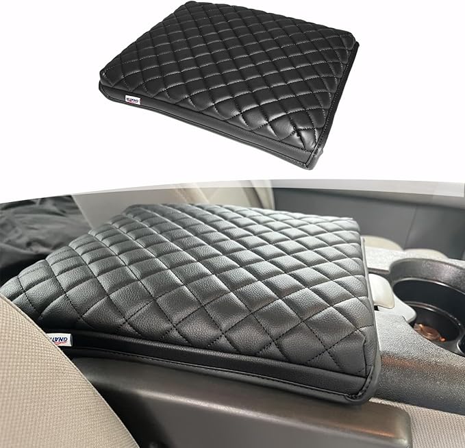 Center Console Armrest Cover Compatible with 2004-2010 Ford F150 Accessories, Vinyl Leather Middle Console Lid Protector Cushion, 40/20/40 Split Bench Jump Seat, Anti-Scratch, Black