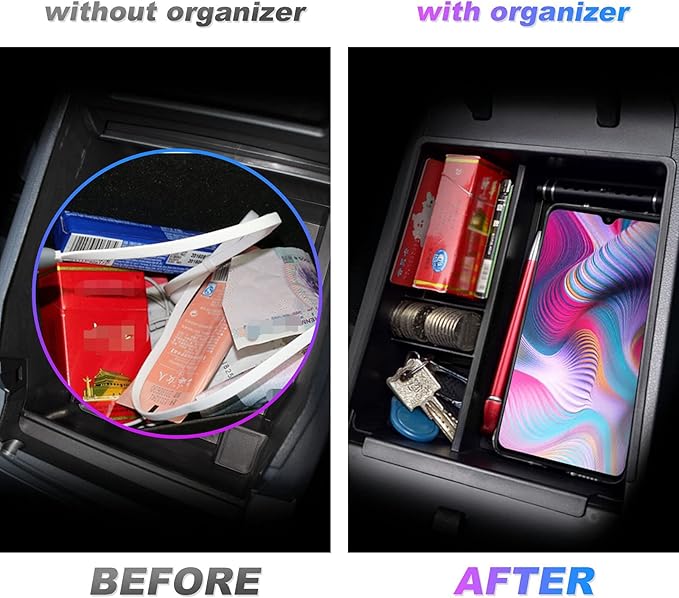 SXCY for 2023 2024 Hyundai Tucson/Santa Cruz Center Console Organizer for 2022-2024 Tucson NX4 / Santa Cruz Limited Armrest Console Tray 2024 Tucson Accessories ABS Armrest Console Storage(Black)