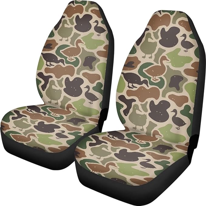 ELEQIN Car Seat Covers Universal High Back Cushion Protector for Car Truck Suvs,Sedans,Vehicles,Duck Camouflage Front Car Seat Covers 2 Pack