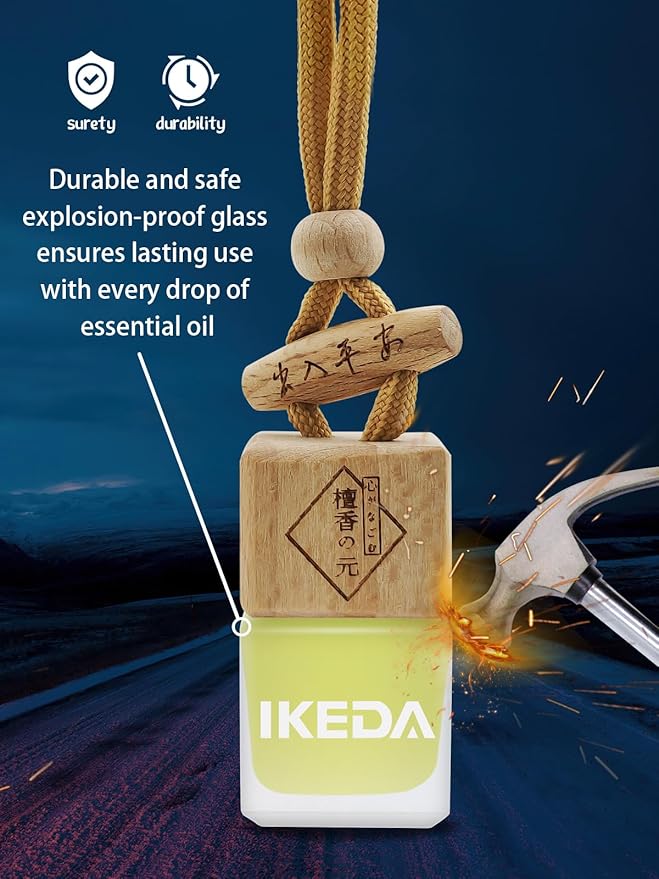 Ikeda Car Air Freshener: Hanging Car Smell Air Freshener | 10ml Hanging Car Perfume | Long Lasting Fragrance | Strong Scents Diffuser for Auto Home (Pineapple|Square)