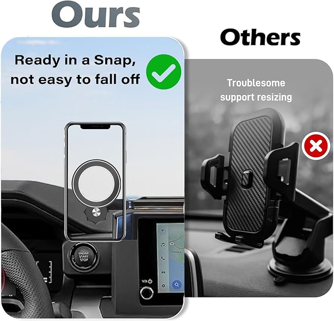 Car Phone Holder for Toyota Tacoma 2024 2025 2026 Accessories Magnetic Cell Phone Mount Apply to 8 Inch Screen Fixed Clip Hands-Free 360 Degree Rotation with Dashboard Storage Tray