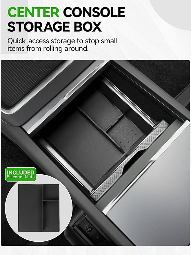 10PCS Center Console Organizer Tray for 2025 2026 Tesla Model Y Juniper Accessories, Under Seat Storage Armrest Hidden Storage Box Cup Holder Charger Pad for Tesla Model Y Juniper (Not fit Standard)