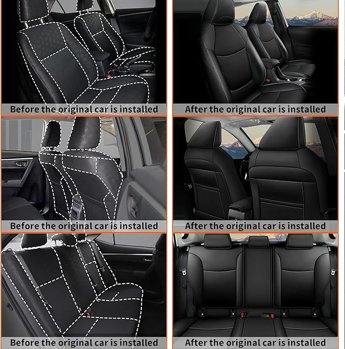 AOMSAZTO Custom Fit for Toyota Corolla Cross Hybrid 2023 2024 2025 Faux Leather Car Seat Covers Full Set Compatible Airbag Corolla Cross Hybrid S,SE,XSE Seat Protector Sedan Black
