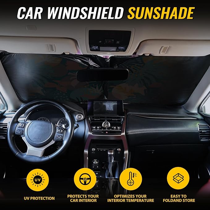 Windshield Sun Shade - Car Windshield Sun Shade for UV Protecion Heat Reduction 2025 Sun Visor for Car Interior (55"x31.5")