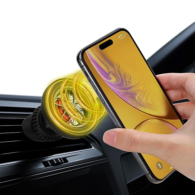 Magnetic Car Phone Holder, N55 Strong Magnets, 360° Rotation Dashboard Magnetic Phone Holder for Car, Folding Car Magnet Phone Mount for iPhone 16 15 14 13 Pro Max (Round-4)