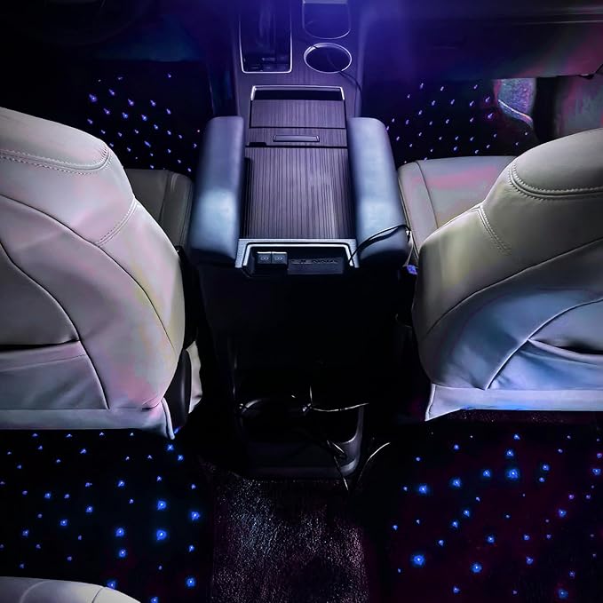 LED Illuminated Car Floor Mats with Remote Control, App Controlled RGB Color Changing Interior Lighting, Universal Fit 4-Piece Set