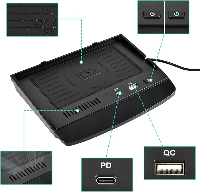 KEWISAUTO Wireless Charger for 2021-2024 Nissan Rogue S, SV, SL, Center Console Charging Panel Fast Phone Charger Pad for Nissan Rogue T33 S, SV, SL, Platinum 2021 2022 2023 2024 Accessories
