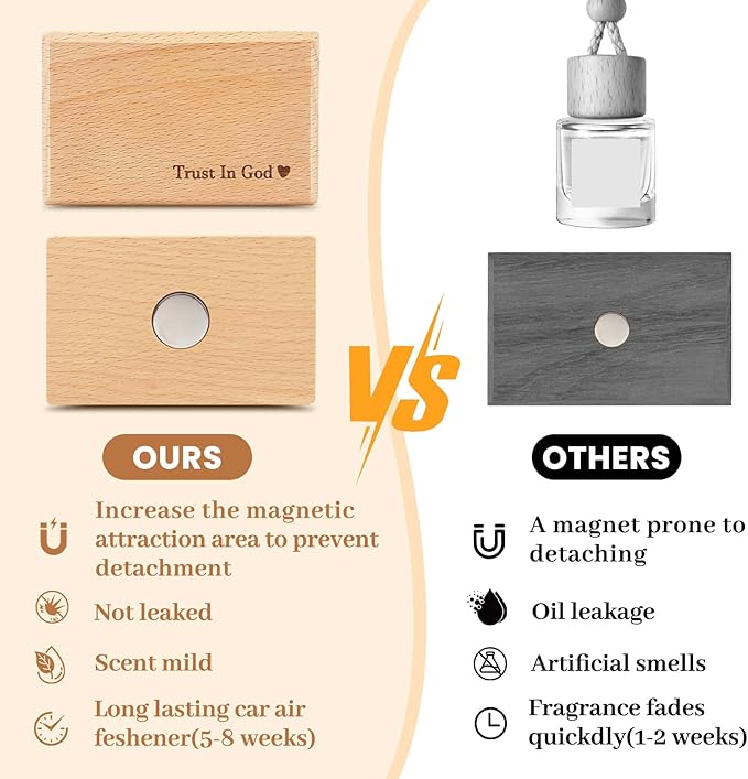 4 PCS Car Air Freshener - Wood Air Freshener - Car Odor Eliminator for Visor Clip-Variety Scent Refill, Vehicle Scent Diffuser for Cabin, Truck & SUV -Clip Included (4PCS)